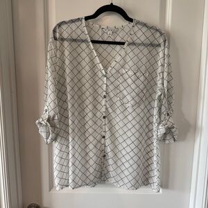 CAbi‎ Chessboard White and Black Patterned Top